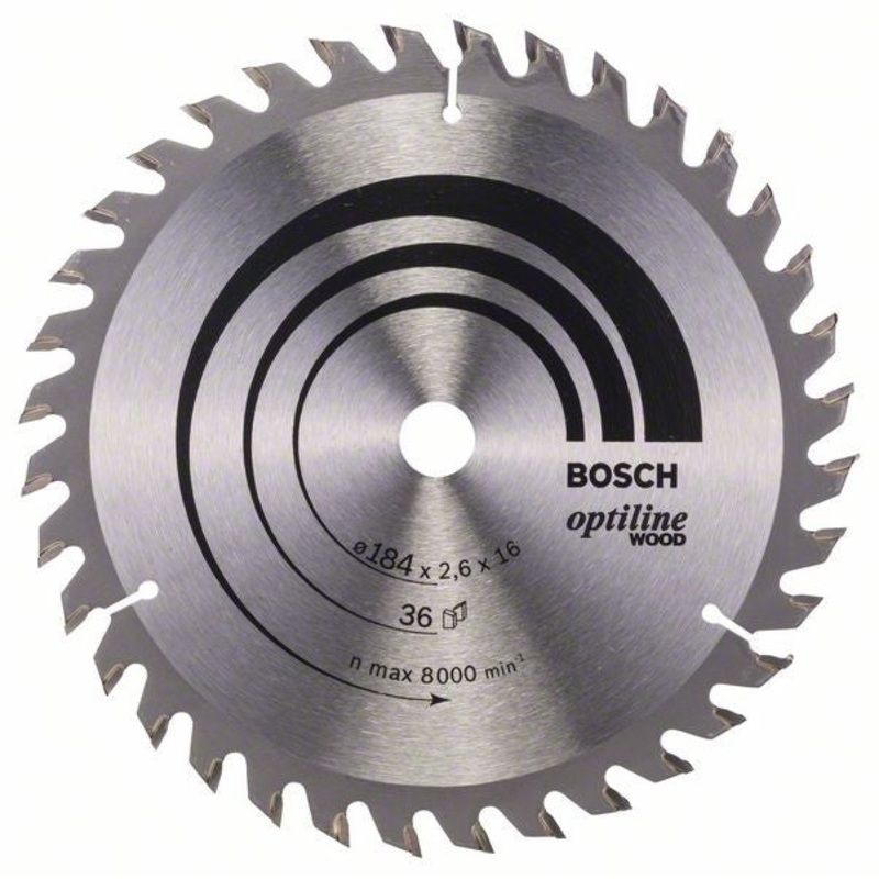 Bosch Optiline Wood circular saw blade 184 x 16 x 2.6 mm. 36 2608640818