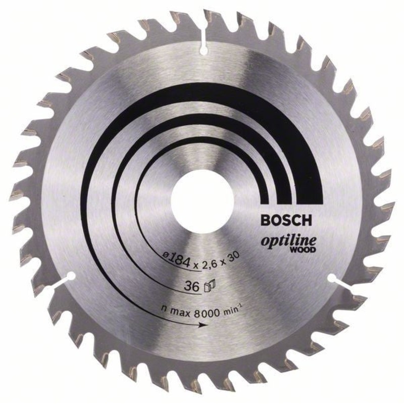 Bosch Optiline Wood circular saw blade 184 x 30 x 2.6 mm. 36 2608640611