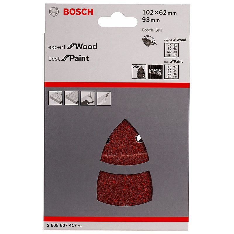 Bosch 25 Mixed Sanding Sheets Set for PSM 160 A PSM 80 PRIO 2608607417