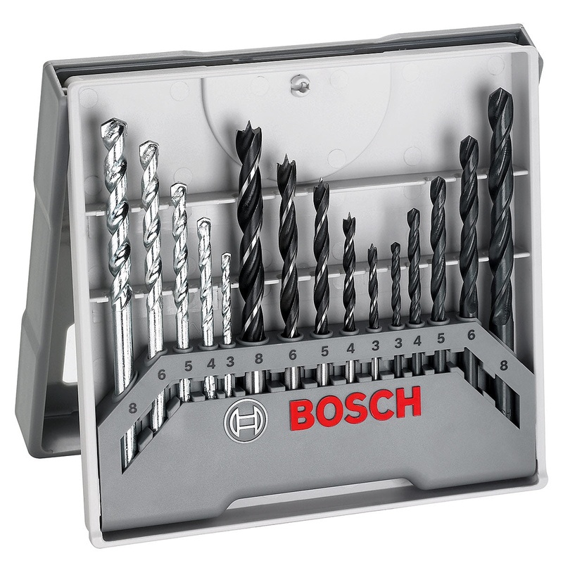 Bosch 15 Piece Drill Set for Metal Wood and Masonry 2607017038