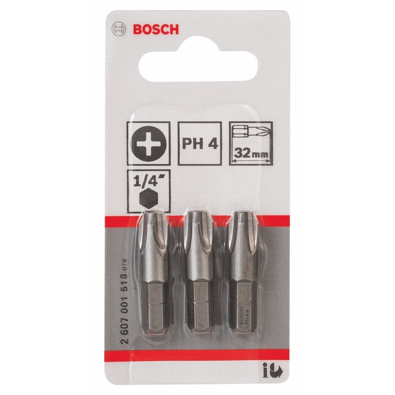 Bosch Extra Hard Screwdriver Bits 3x PH 4 32mm 2607001518