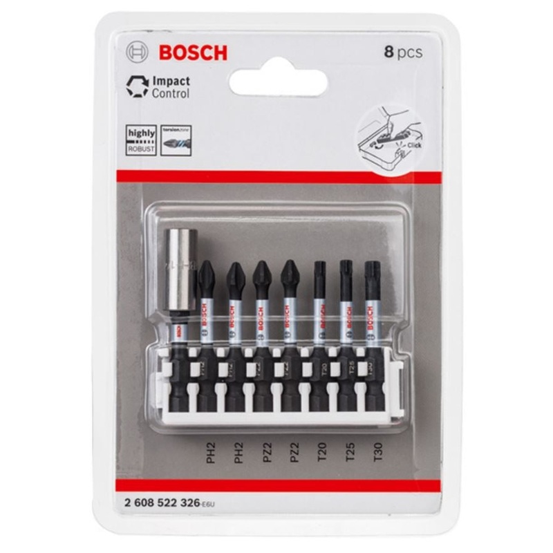 Bosch 50mm Impact Control Screwdriver Bit Set 8PCE 2608522326