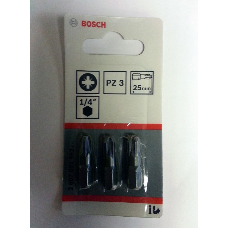 Bosch 2607001562 Screwdriver Bits Pozidriv Extra Hard PZ3 25mm (3 Pack)