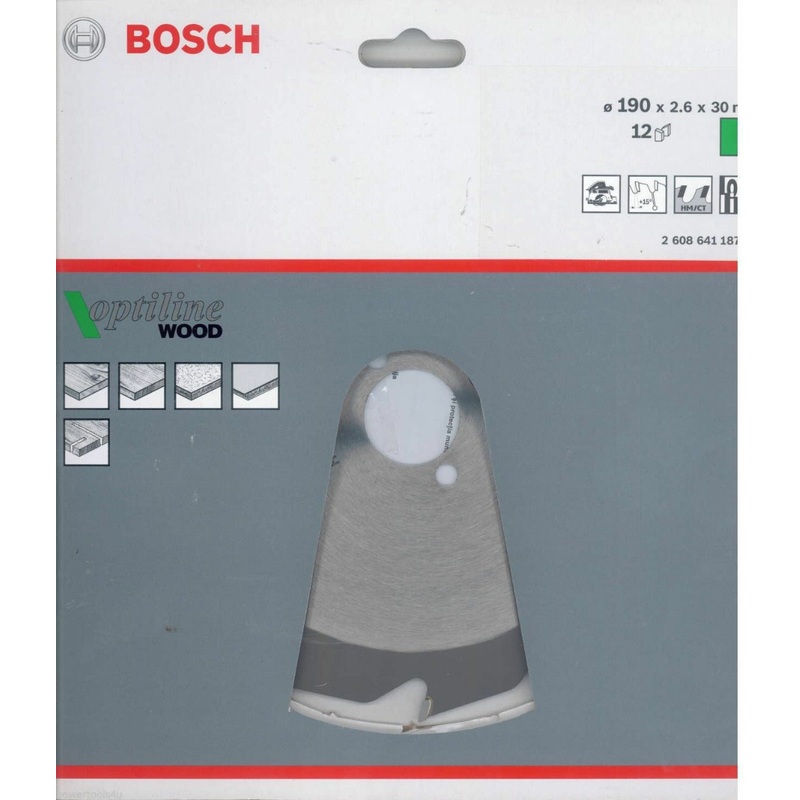 Bosch Circular Saw Blade Optiline Wood 2608641187 190 x 30 x 2.6 mm. 12