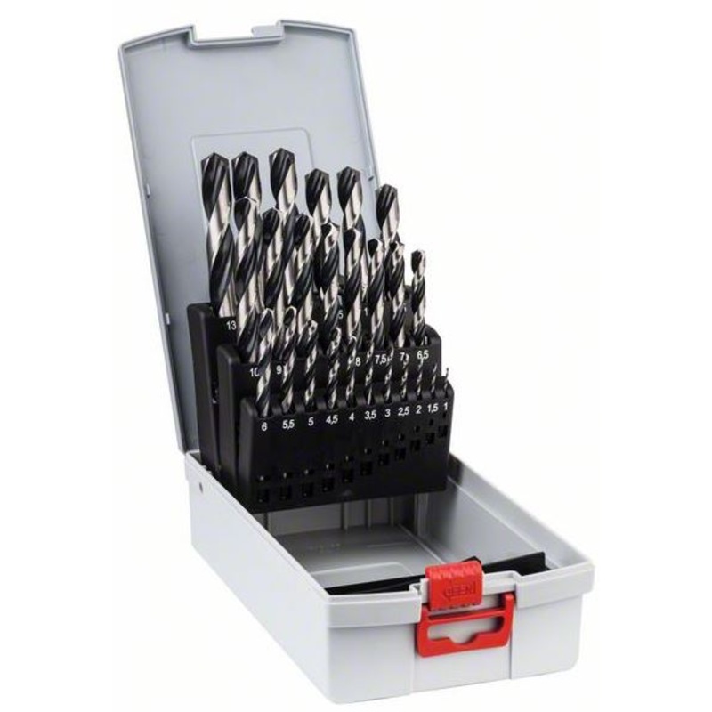Bosch 25 piece ProBox Metal Drill Bit Set. HSS PointTeQ 1 13mm 2608577352