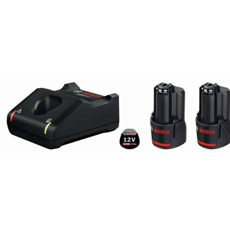 Bosch 2x GBA 12v 3.0ah Battery and GAL 12V 40 Charger Set 1600A019RE