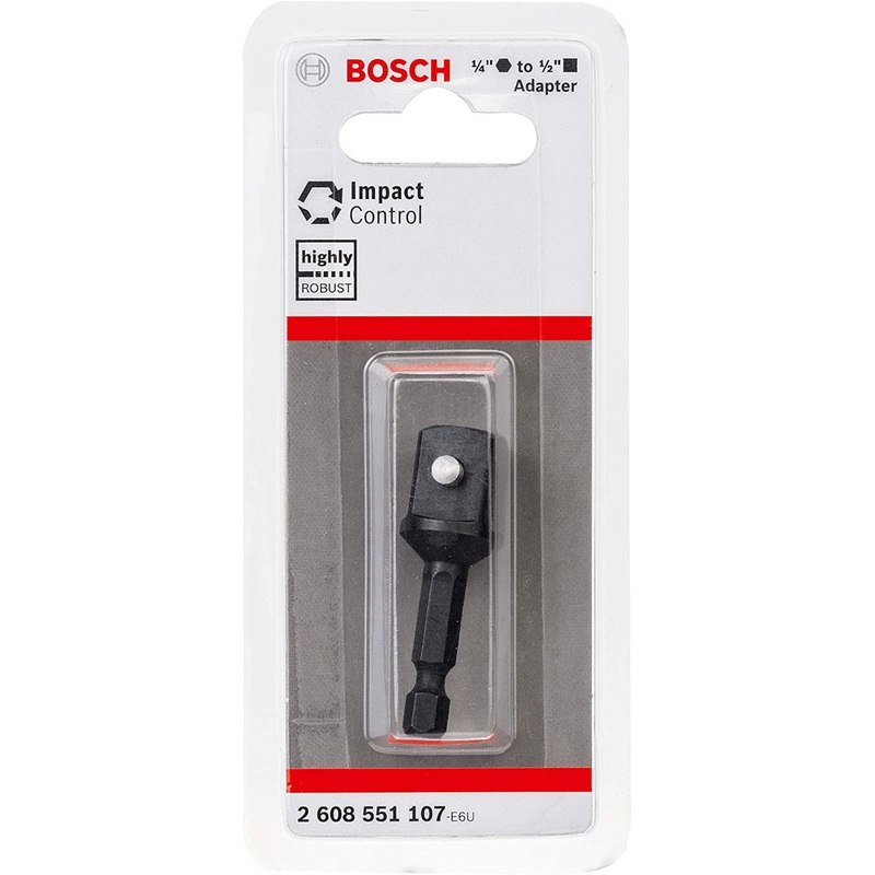 Bosch Adapter for Sockets. 1 4” Hex to 1 2 Square 2608551107