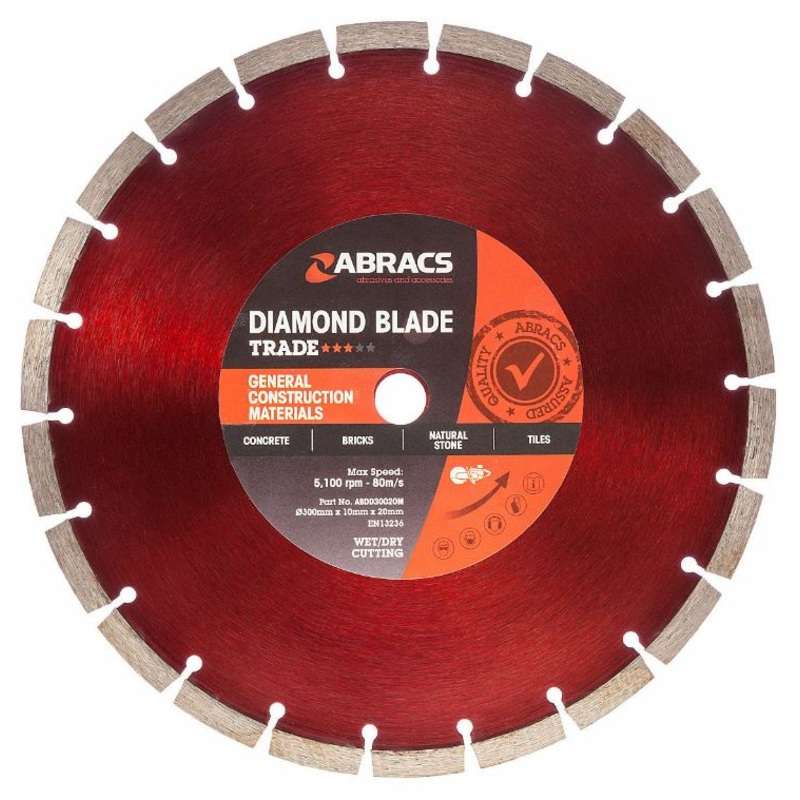 Abracs ABDD30020M Dynamo General Construction Materials Diamond Blade 300x10mmx20mm