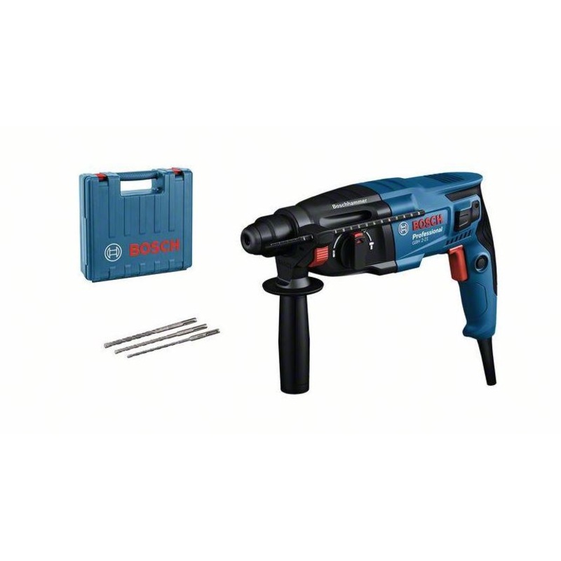 Bosch GBH 2 21 110V Rotary Hammer Drill with SDS plus (3x Bits Included) in Carry Case 06112A6061