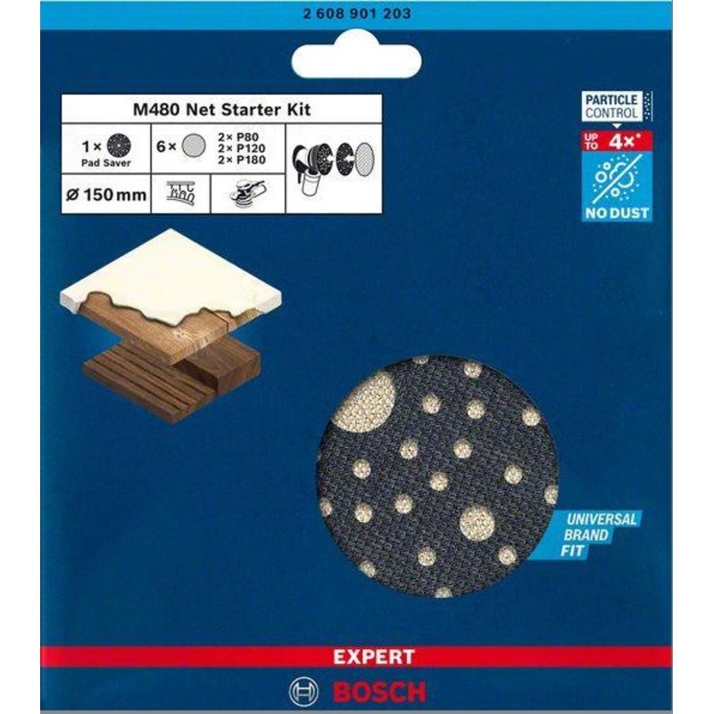 Bosch EXPERT M480 Starter Kit for Random Orbital Sanders 150mm 7PC 2608901203