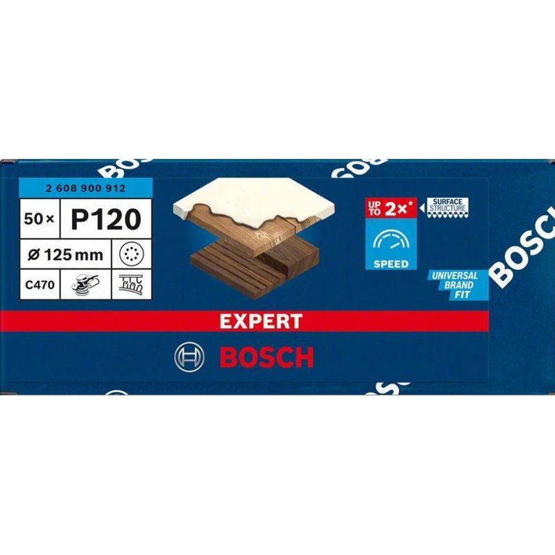 Bosch Expert C470 Sandpaper 125mm G120 50PCE 2608900912