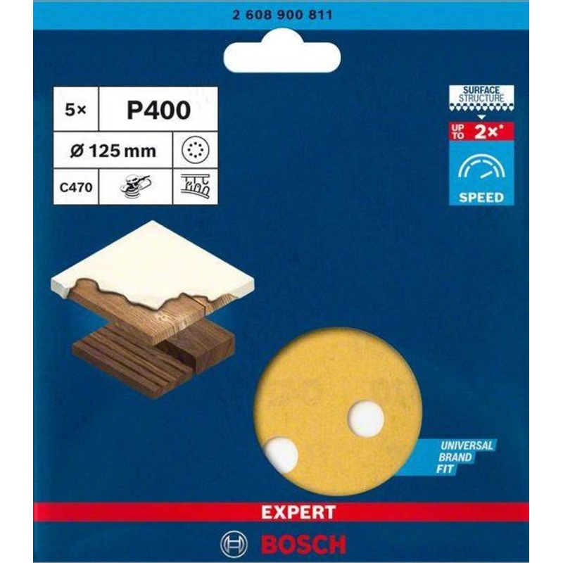 Bosch Expert C470 Sandpaper 125mm G400 5PCE 2608900811