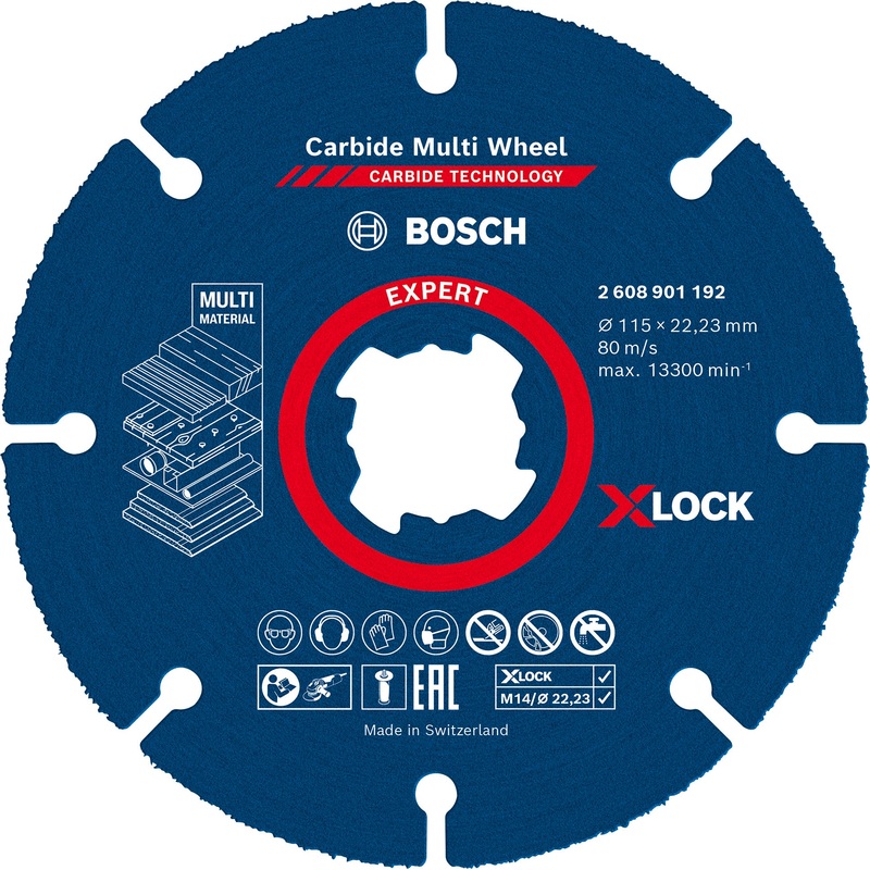 Bosch EXPERT Carbide Multi Wheel X LOCK Cutting Disc 115 mm. 22.23 mm 2608901192