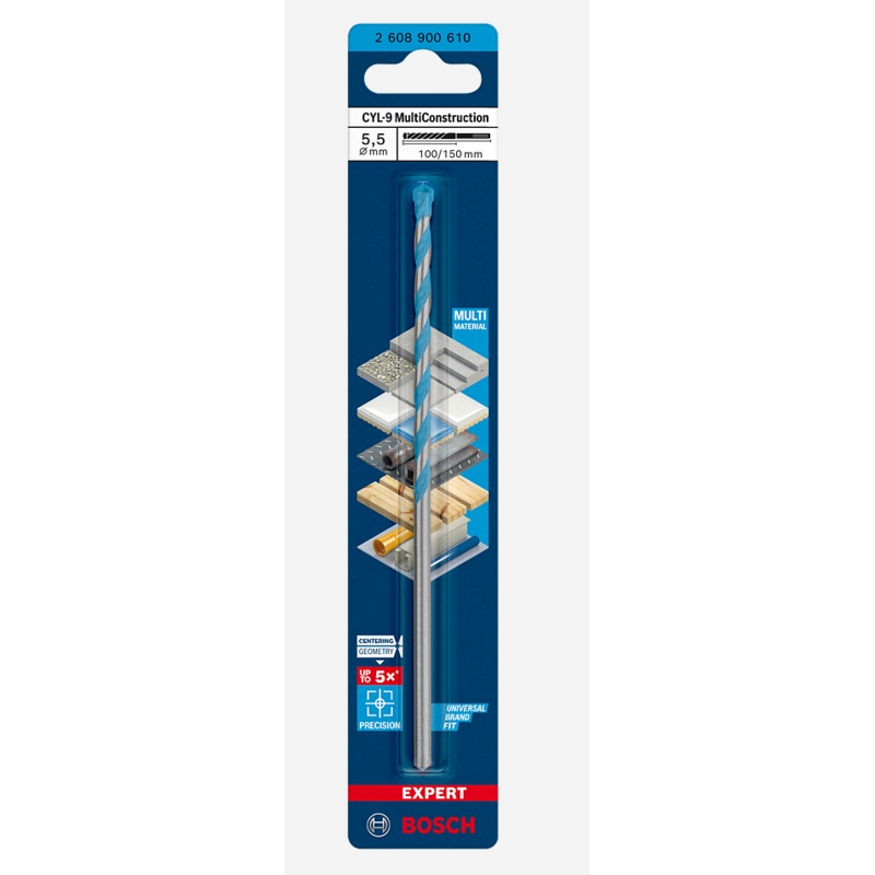 Bosch EXPERT CYL 9 MultiConstruction Drill Bit 5.5 x 100 x 160 mm