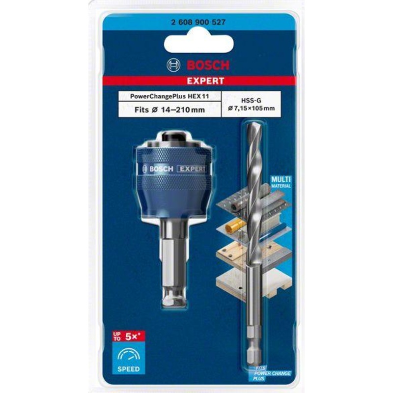 Bosch EXPERT Power Change Plus Hole Saw System Adapter 11 mm HSS G Drill 7.15 x 105 mm