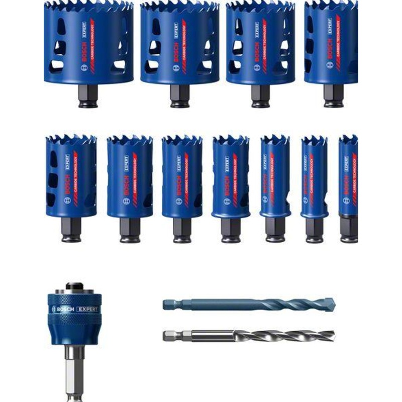 Bosch EXPERT Tough Material Hole Saw Set 20.22.25.32.35.40.44.51.60.68.76 mm 14 pc