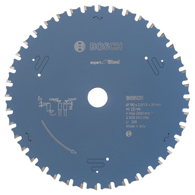 Bosch Circular saw blade Expert for Steel 190 x 20 x 2.0 mm. 40 2608643056