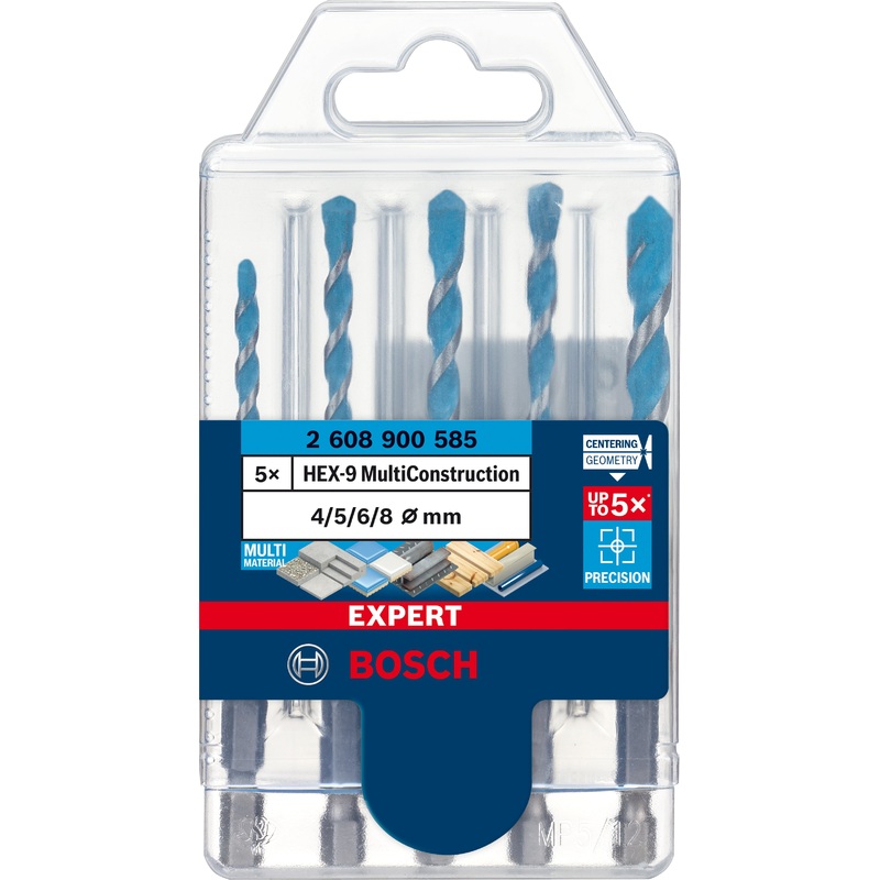 Bosch EXPERT HEX 9 MultiConstruction Drill Bit Set 4 5 6 6 8 mm 5 pc 2608900585