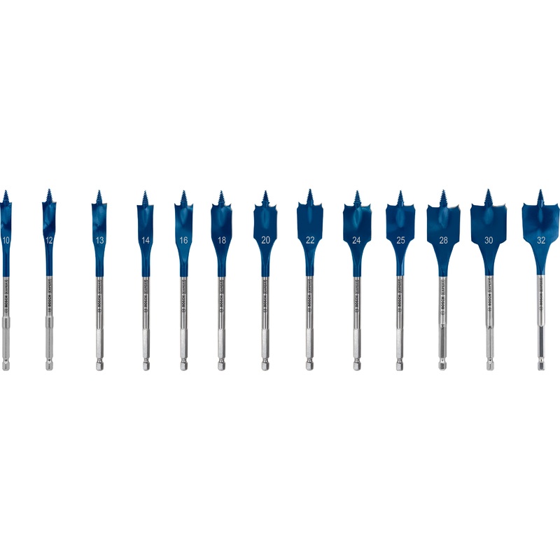 Bosch EXPERT Self Cut Speed Spade Drill Bit Set 10 12 13 14 16 18 20 22 24 25 28 30 32 mm 13 pc 2608900336