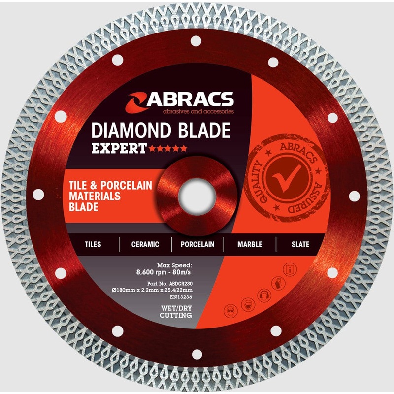 Abracs ABDCR230 Tile & Porcelain Diamond Blade 180 x 1.6mm x 25.4 22mm