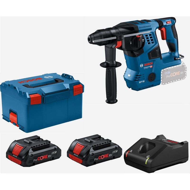 Bosch GBH 18V 28 C Cordless Rotary Hammer Brushless 2 x 4.0ah ProCore Batteries In L boxx