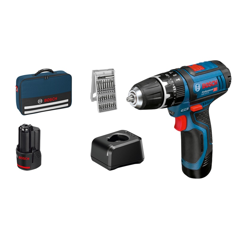 Bosch E-STOCK GSB 12V 15 Combi Drill 2 x 12v 2.0ah Battery Soft Shell 06019B697M