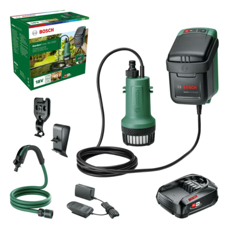 Bosch GardenPump 18V-2000 Cordless Rainwater Pump (Includes Battery and Charger) 06008C4271
