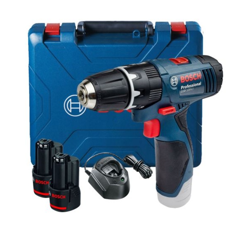 Bosch E-STOCK GSB 120-LI 10.8v / 12V Combi Drill Inc 2x 2.0Ah Batts in Carry Case 06019G8170