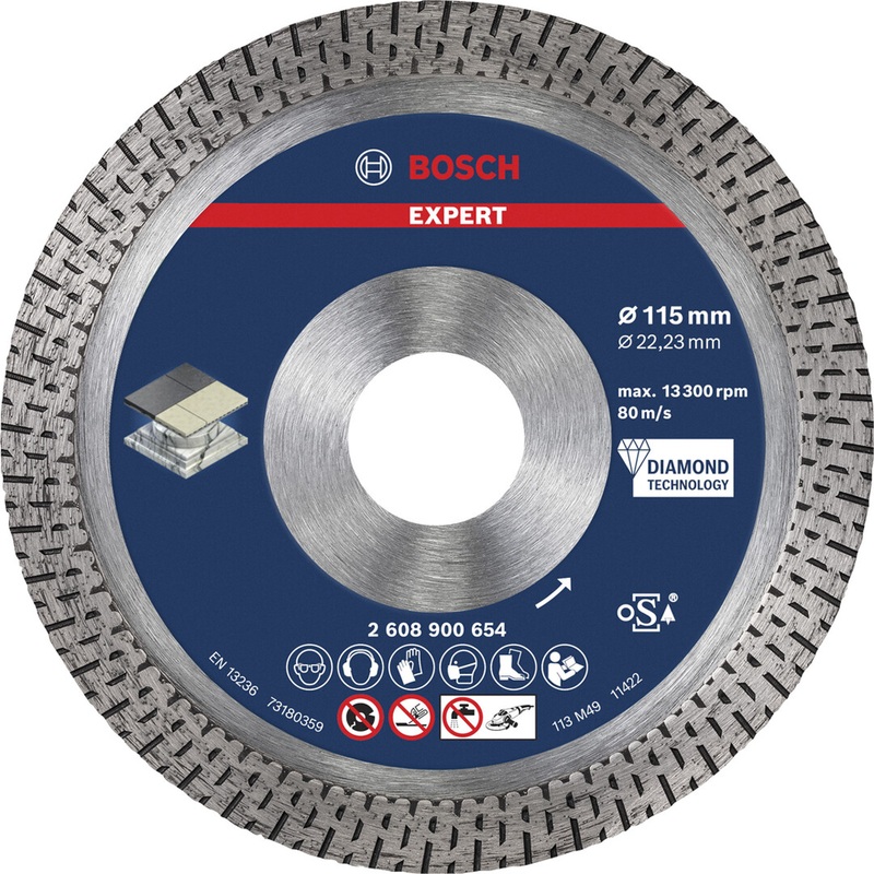 Bosch EXPERT HardCeramic Diamond Cutting Disc 115×22.23×1.4x10mm 2608900654