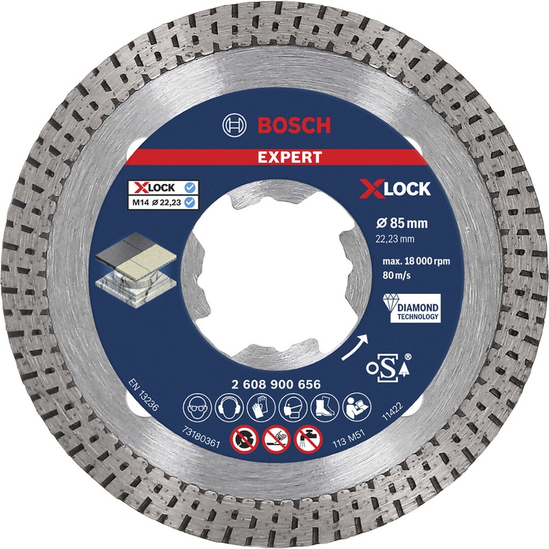 Bosch EXPERT HardCeramic X-LOCK Diamond Cutting Disc 85×22.23×1.6x7mm 2608900656