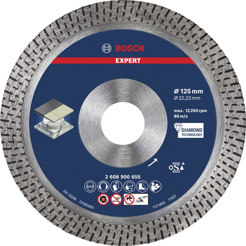 Bosch EXPERT HardCeramic Diamond Cutting Disc 125x2223x14x10mm 2608900655