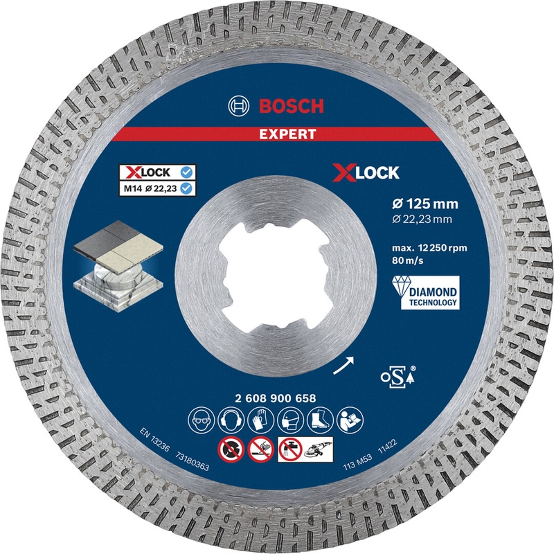 Bosch EXPERT HardCeramic X-LOCK Diamond Cutting Disc 125×22.23×1.4x10mm 2608900658