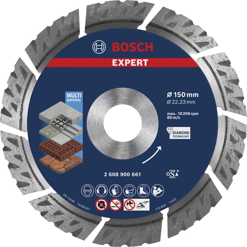 Bosch EXPERT MultiMaterial Diamond Cutting Disc 150×22.23×2.4x12mm 2608900661