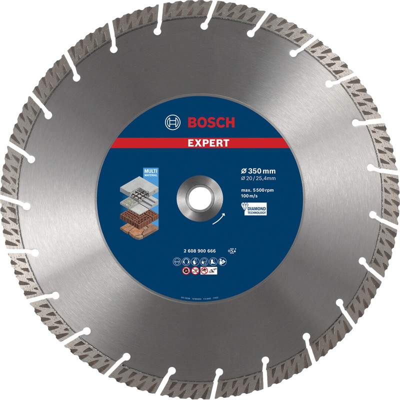 Bosch EXPERT MultiMaterial Diamond Cutting Disc 350×20/25.40×3.3x15mm 2608900666