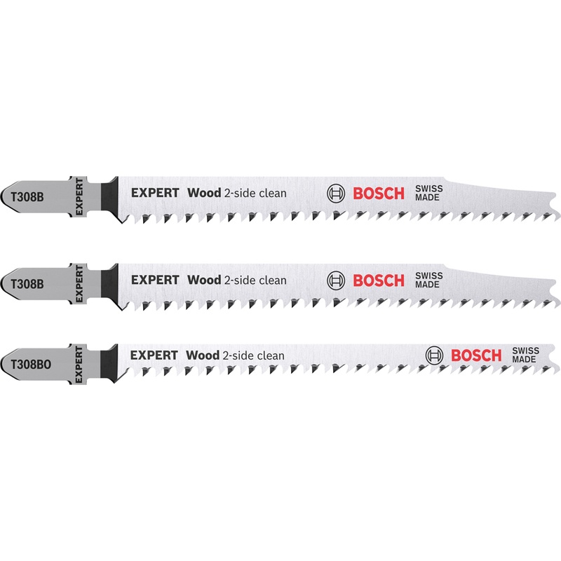 Bosch EXPERT Wood 2-side clean Jigsaw Blade 3-piece Set T308B/BO 2608900559