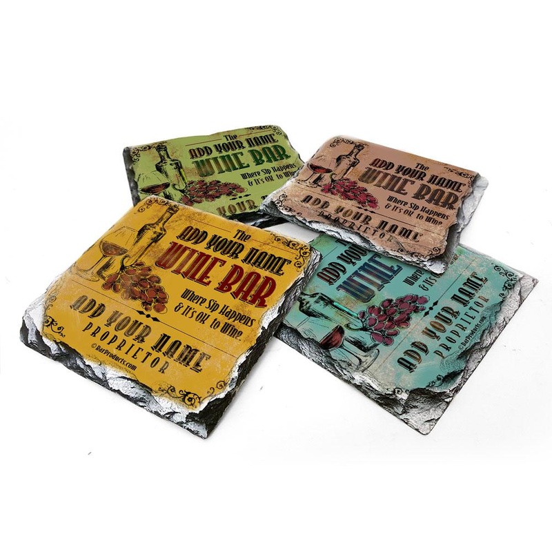 Wine Bar Themed CUSTOMIZABLE Rock Slate Coaster
