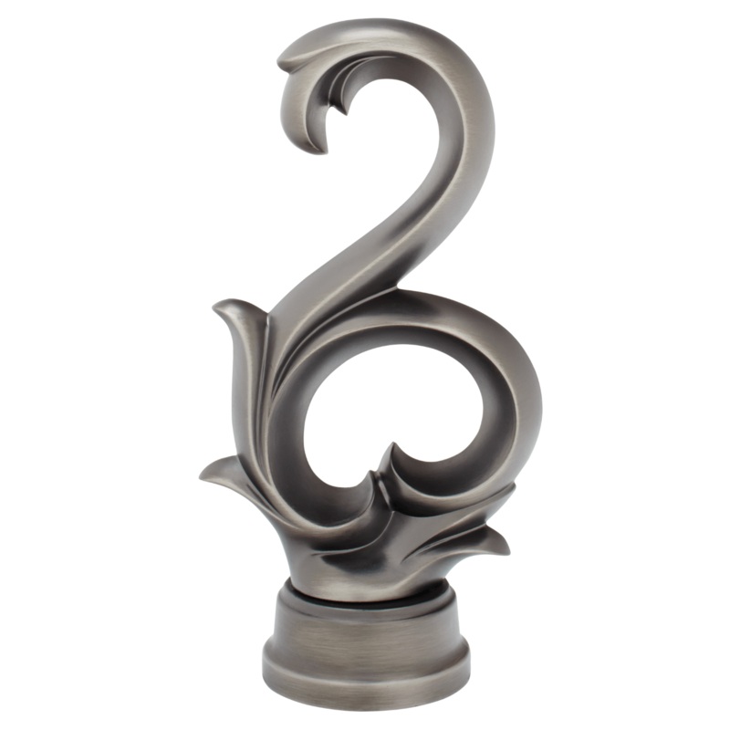 AriA Arabesque Scroll Antiquities Metal Finial 1-3/8 – Various Colors