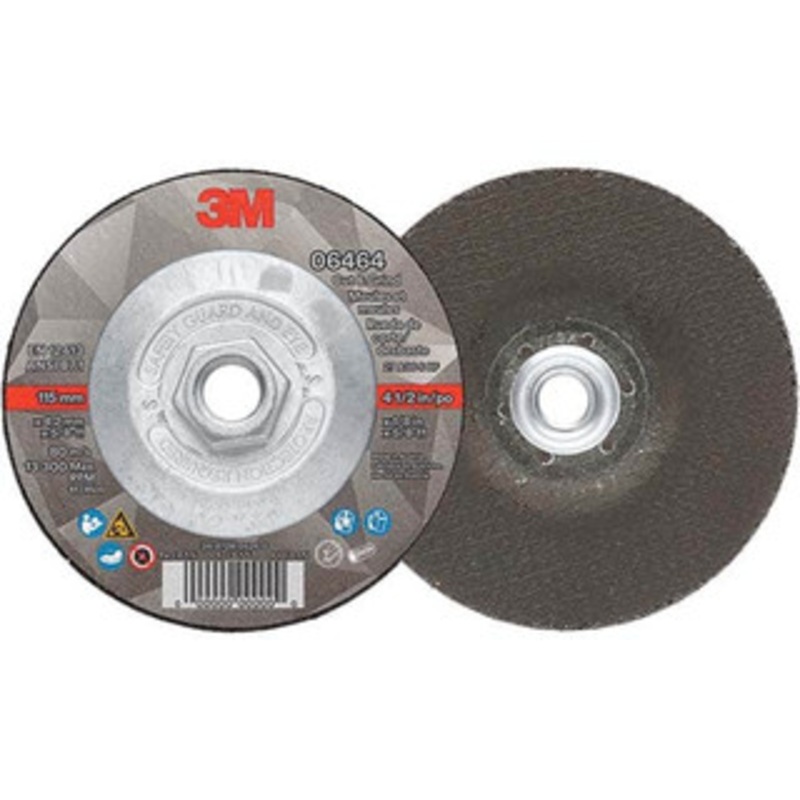 3M Depressed-Center Wheels, Wheel Diameter (Inch): 4.5, Wheel Thickness (Inch): 1/8, Hole Thread Size: 5/8-11, Connector Type: Shank, Wheel Type Number: Type 27, Abrasive Material: Ceramic 00638060758199 – 96860432