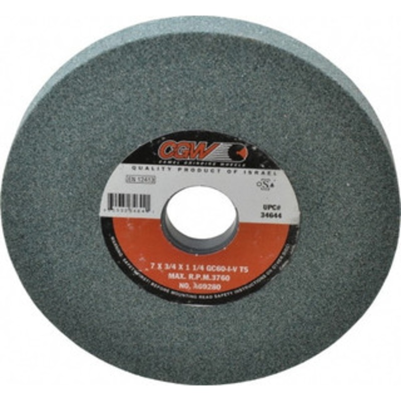 CGW Abrasives 7 Diam x 1-1/4 Hole x 3/4 Thick, I Hardness, 60 Grit Surface Grinding Wheel Silicon Carbide, Type 5, Medium Grade, 3,760 Max RPM, Vitrified Bond, One-Side Recess 34644 – 09493271