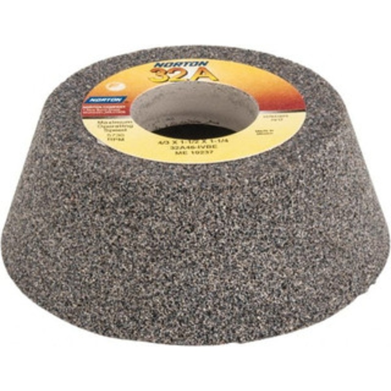 Norton 4 Diam, 1-1/4 Hole Size, 1-1/2 Overall Thickness, 46 Grit, Type 11 Tool & Cutter Grinding Wheel Coarse Grade, Aluminum Oxide, I Hardness, Vitrified Bond, 5,730 RPM 66243530240 – 05966478