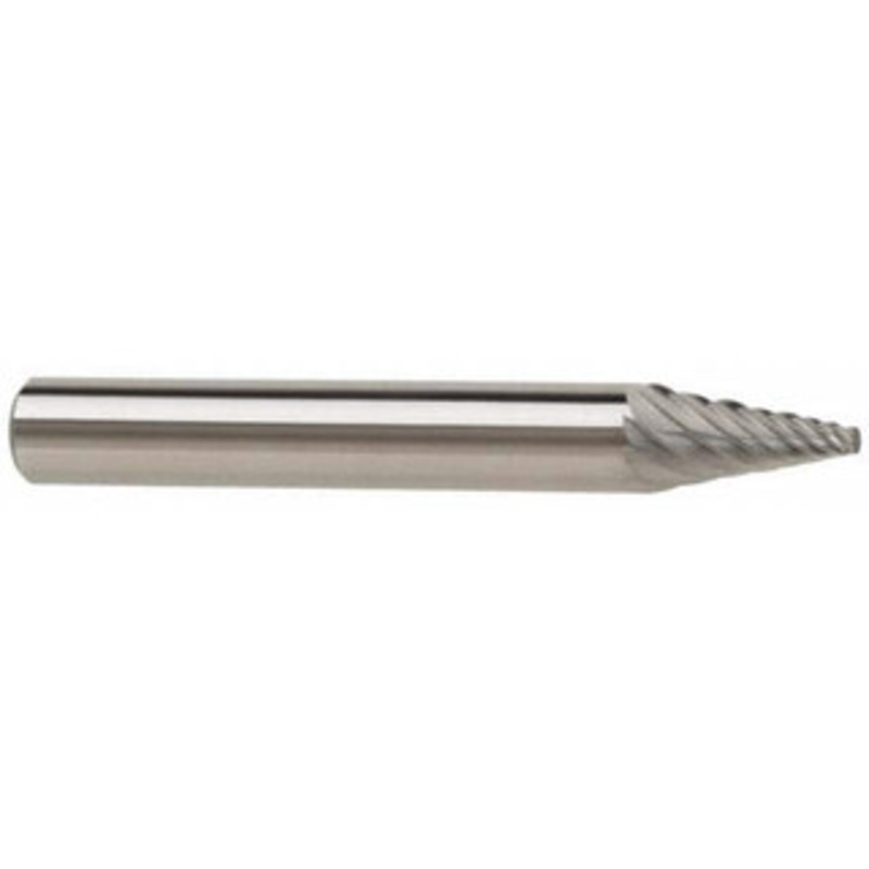 Atrax 1/4 Cut Diam, 1/4 Shank Diam, 22 Carbide Single Cut Cone Burr Point End, 2 OAL, 1/2 LOC SM-1SC-ATX – 85287209