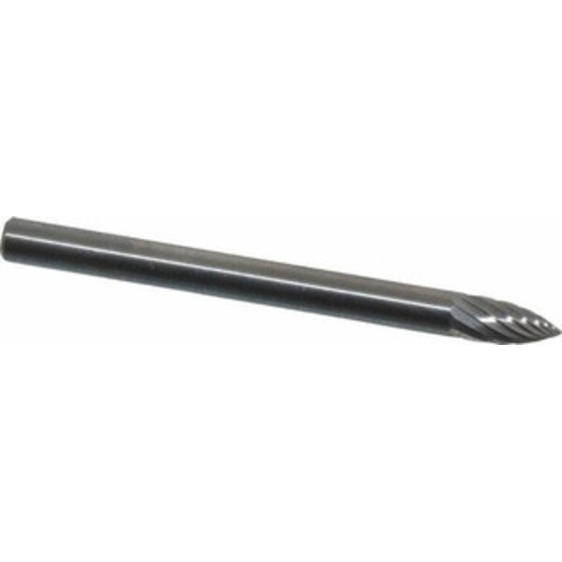 SGSPRO 1/8 Cut Diam, 1/8 Shank Diam, Carbide Single Cut Tree Burr Point End, 1-1/2 OAL, 1/4 LOC 14150 – 05292974