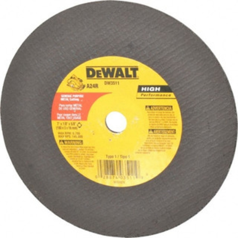 DeWALT 7 x 1/8, 5/8 Hole 24 Grit Aluminum Oxide Cutoff Wheel Very Coarse, Reinforced, 8,700 Max RPM, Use with Circular Saws DW3511 – 80479777