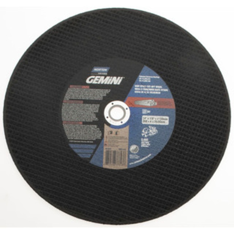 Norton 14 x 1/8, 1 Hole 24 Grit Aluminum Oxide/Silicon Carbide Blend Cutoff Wheel Very Coarse, Reinforced, 5,400 Max RPM, Use with Electric & Gas Powered Saws 66252837843 – 07554587