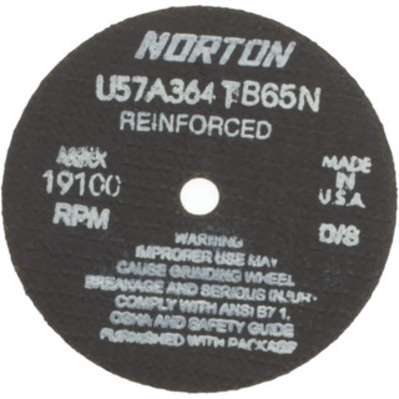Norton 4 x 1/16, 3/8 Hole 36 Grit Aluminum Oxide Cutoff Wheel Very Coarse, Reinforced, 19,100 Max RPM, Use with Die Grinders 66243517454 – 89951651