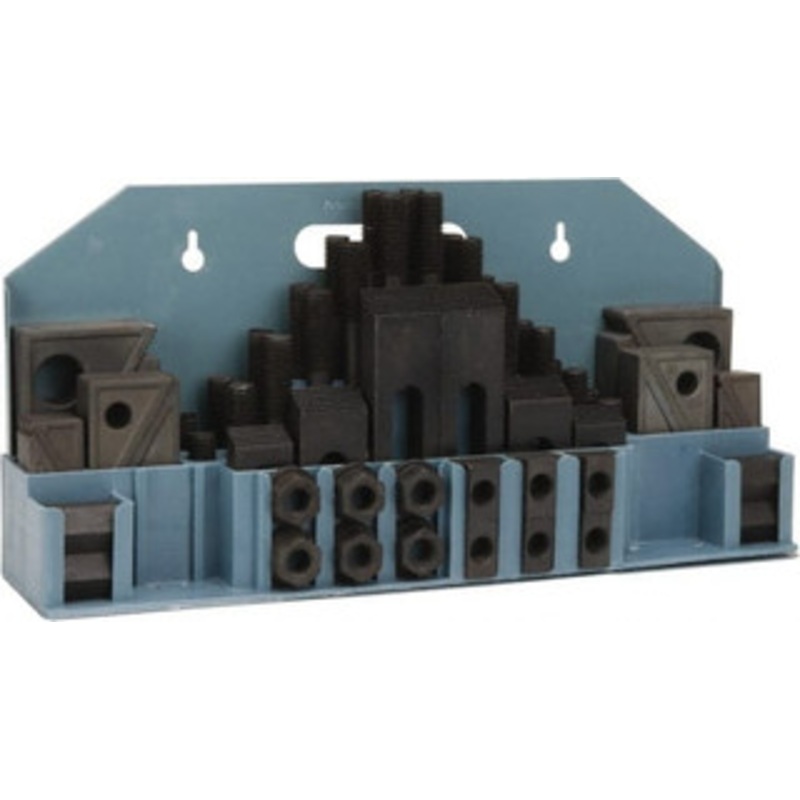 Value Collection 52 Piece Fixturing Step Block & Clamp Set with 1 Step Block, 11/16 T-Slot, 5/8-11 Stud Thread 1-1/8 Nut Width, 3, 4, 5, 6, 7 & 8 Stud Lengths 400-3740 – 06944581