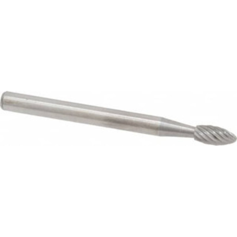 Atrax 1/8 Cut Diam, 1/8 Shank Diam, Carbide Single Cut Flame Burr Radius End, 1-1/2 OAL, 1/4 LOC SH-41SC-ATX – 85284305