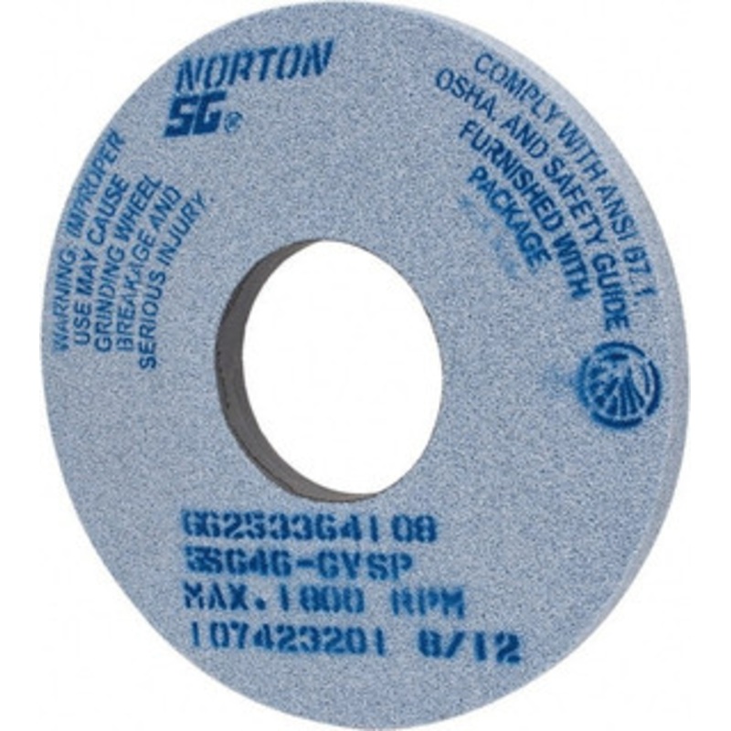 Norton 14 Diam x 5 Hole x 1 Thick, G Hardness, 46 Grit Surface Grinding Wheel Ceramic, Type 1, Coarse Grade, 1,800 Max RPM, Vitrified Bond, No Recess 66253364108 – 05008214
