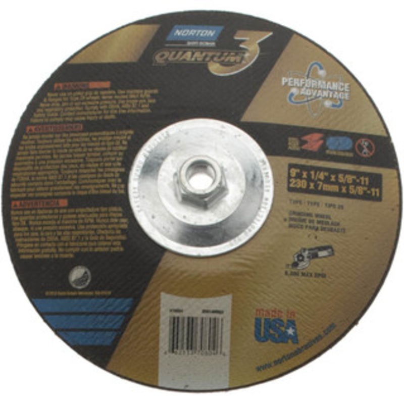 Norton 9 Wheel Diam, 1/4 Wheel Thickness, Type 28 Depressed Center Wheel Coarse Grade, Ceramic, Resinoid Bond 66253370804 – 44371946