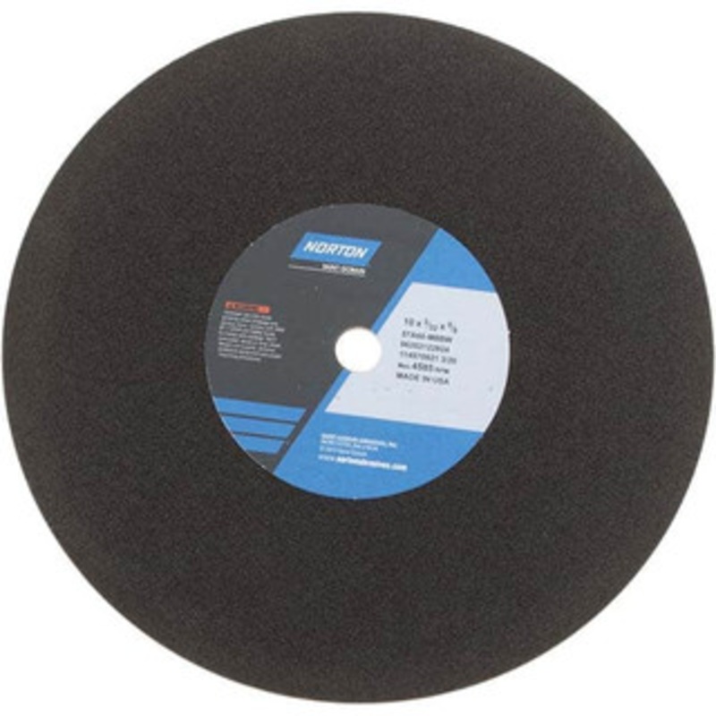 Norton 10 x 3/32, 5/8 Hole 60 Grit Aluminum Oxide Cutoff Wheel Medium Grade, 4,585 Max RPM, Use with Stationary Tools 66253122824 – 75864462